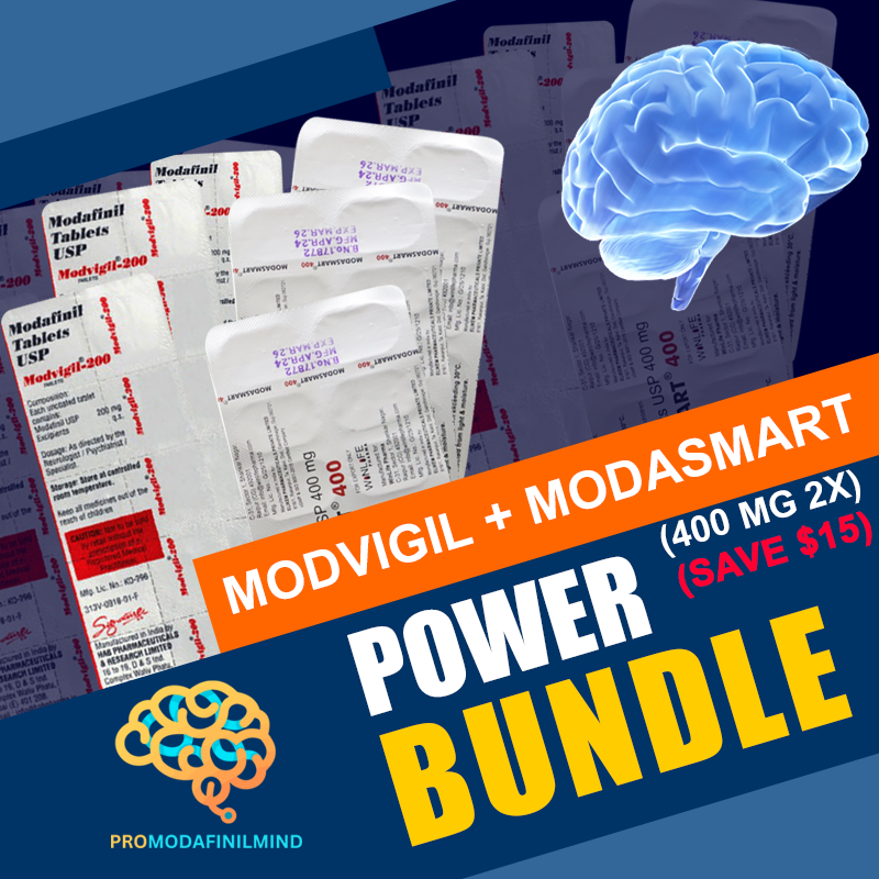 Modvigil + ModaSmart (400 mg 2x) Power Bundle (Save $15)